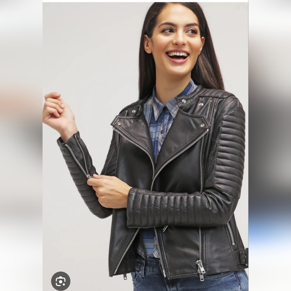 Black Rivet Women's Leather Moto Jacket